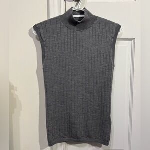 Banana Republic Charcoal Ribbed Knit Top Vest 100% merino extra fine wool